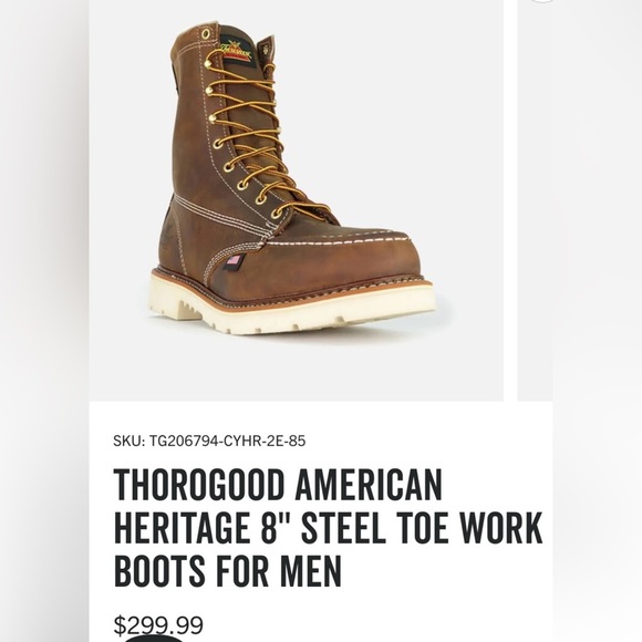 Thorogood American Heritage 8” Steel Toe Work Boots Size 9.5 D NWT main image 13